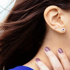 Sehti Na 14k gold Lapis and Iolite Single Earring